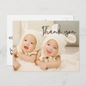 Baby, Dank u, de Aankondiging van de Tweeling van Briefkaart (Voorkant / Achterkant)