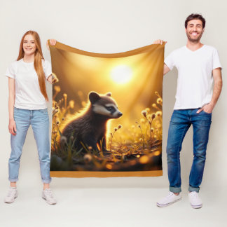 baby dasbadger bij zonsondergang fleece deken