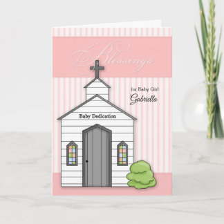Baby Dedicatie in roze voor meisjes met kapel Kaart