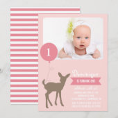 Baby Deer avec un ballon Photo Invitation Annivers (Devant / Derrière)
