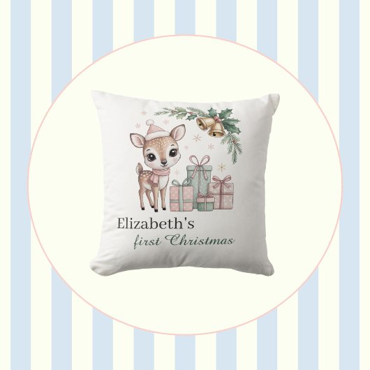 Baby Deer Christmas Personalized Reindeer Holiday Kussen