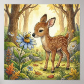 Baby Deer Fawn Forest Animals Nursery Poster (Devant)