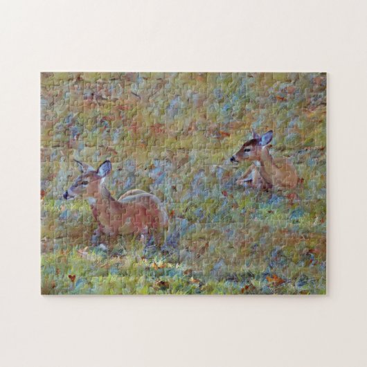 Baby Deer Fawn Resting Deer Art Puzzel Legpuzzel (Horizontaal)
