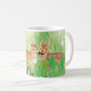 Baby Deer - Fawns in Tall Grass Illustratie Koffiemok