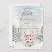 Baby Deer Flower Forest Snow Baby Shower   Kaart (Voorkant)
