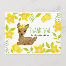 Baby Deer Gele Bloemen | Baby shower dank u Briefkaart