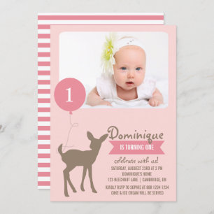 Baby Deer Invitation d'Anniversaire de enfant de