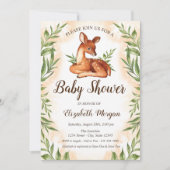 Baby Deer Leaves Baby shower Kaart (Voorkant)