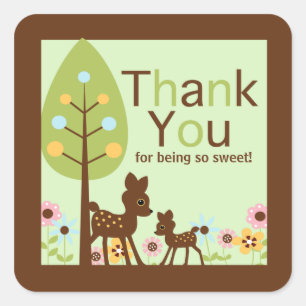 Baby Deer Neutraal Baby shower Uitnodiging Vierkante Sticker