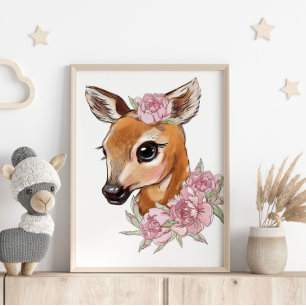 Baby Deer Roos Animal Poster   Wandafdrukken
