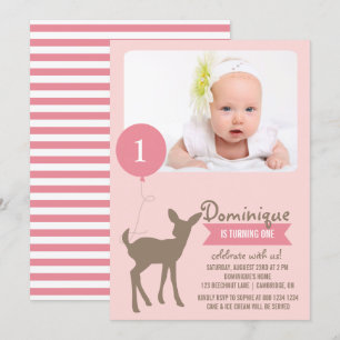 Baby Deer   Roze foto's Kinderen van Birthday Kaart