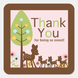 Baby Deer Triplets Veelvoudige Uitnodiging van het Vierkante Sticker