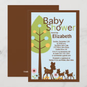 Baby Deer Twins Multiple Baby shower Invitation Kaart (Voorkant / Achterkant)