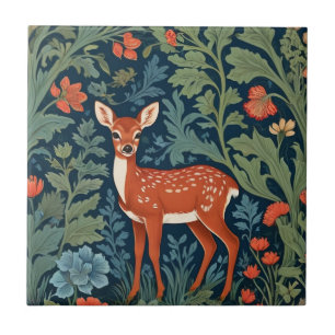 Baby Deer William Morris stijl Left Facing Fawn Tegeltje