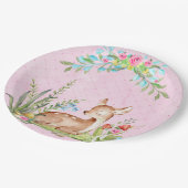 Baby Deer zit in een roze baby gras Papieren Bordje (Gekanteld)