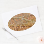 Baby Deer's eerste winter Ovale Sticker (Envelop)