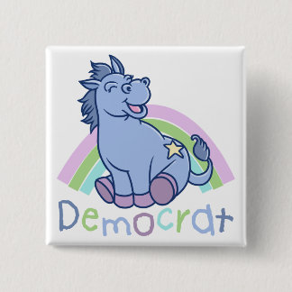 Baby Democraat Donkey Vierkante Button 5,1 Cm