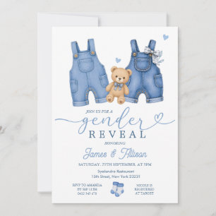 Baby Denim Kleren Beer Geslacht Onthulling Kaart