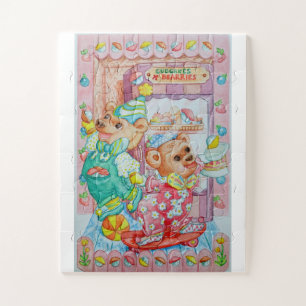 Baby die cupcakes spelen en jongleren legpuzzel