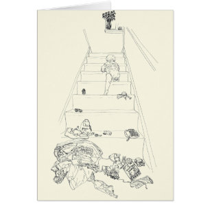 Baby die de trap op klimt Tekening Grappige famili