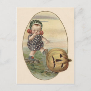 Baby die Jack O' Lantern Pompoen trapt Briefkaart
