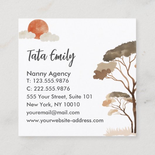 Baby Diensten Leuke Dieren Visitekaartje (Achterkant)