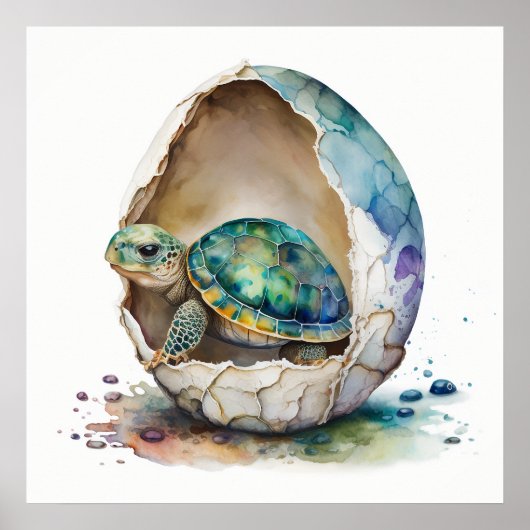 Baby Dier voor Nursery, Schattigee schildpad poste Poster (Voorkant)