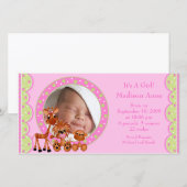 Baby Dieren FOTO Meisje Geboorteaankondiging Aankondiging (Voorkant / Achterkant)