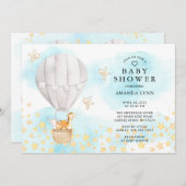 Baby-dieren Heet Luchtballon Neutraal Baby shower Kaart (Voorkant / Achterkant)