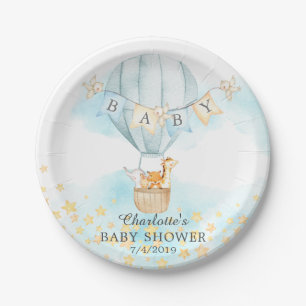 Baby-dieren Hot Air Ballon Baby shower 7-inch Bord