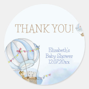 Baby-dieren Hot Air Ballon Baby shower Ronde Sticker