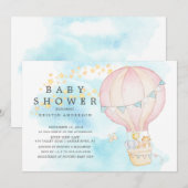 Baby-dieren Hot Air Ballon Ride Baby shower Kaart (Voorkant / Achterkant)