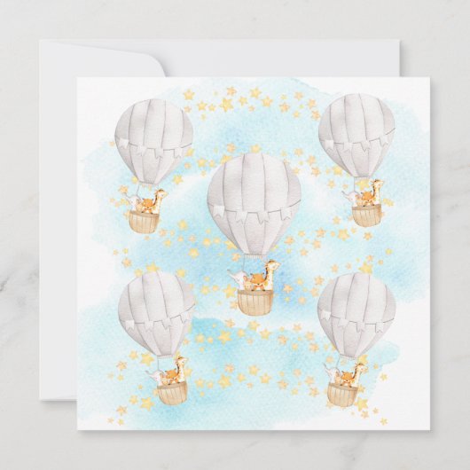 Baby-dieren Hot Air Ballon Ride Baby shower Kaart (Achterkant)