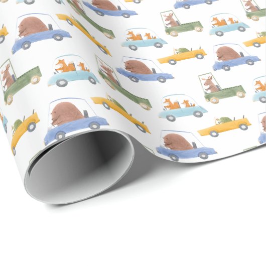 Baby dieren: met de hand getekend waterverf patroo cadeaupapier (Rol Hoek)