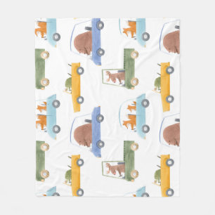 Baby dieren: met de hand getekend waterverf patroo fleece deken