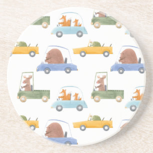 Baby dieren: met de hand getekend waterverf patroo zandsteen onderzetter