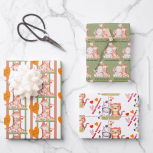 Baby dierlijke Valentijnse  Inpakpapier Vel