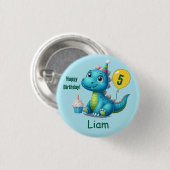 Baby Dino Birthday Button! Ronde Button 3,2 Cm (Voorkant /achterkant)