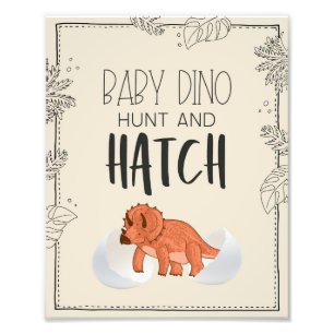 Baby Dino Hunt en Hatch Dinosaur Birthday Sign Foto Afdruk