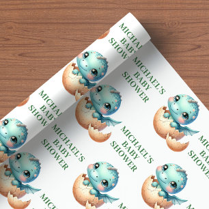 Baby Dino komt eraan Inpakpapier Baby Shower