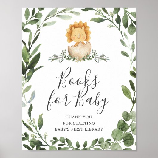 Baby Dinosaur Baby shower Books for Baby Sign Poster (Voorkant)