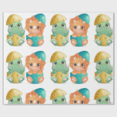 Baby dinosaur baby shower cadeaupapier (Vlak)