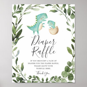 Baby Dinosaur Baby shower Diaper Raffle Sign Poster