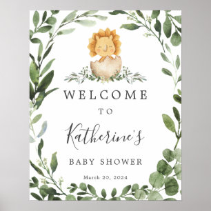 Baby Dinosaur Baby shower Welkomstteken Poster