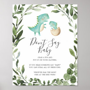Baby Dinosaur Baby shower Zeg geen Baby Poster