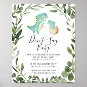 Baby Dinosaur Baby shower Zeg geen Baby Poster