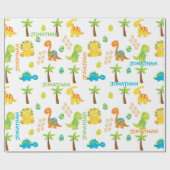 Baby Dinosaur Jurassic gepersonaliseerd Cadeaupapier (Vlak)