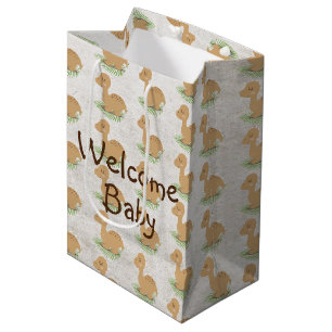 Baby Dinosaur op Leaf Baby Gift Medium Cadeauzakje