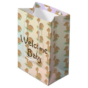 Baby Dinosaur op leve Baby - tas met middelmatige Medium Cadeauzakje