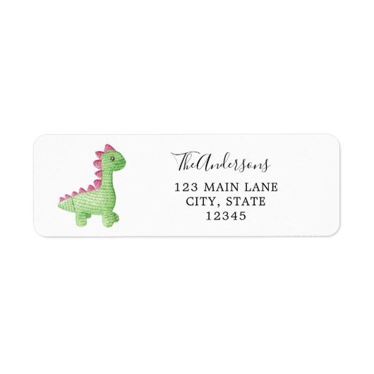 Baby Dinosaur Return Address Label (Voorkant)